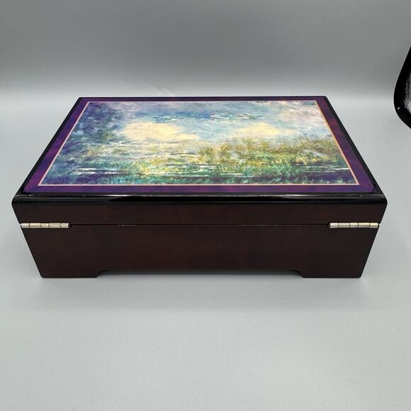 Vtg Monet Water Lilies Musical Jewelry Box Waltz of the Flowers by Tchaikovsky - Picture 7 of 12